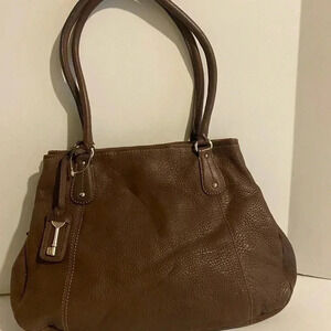 Fossil brown leather satchel handbag